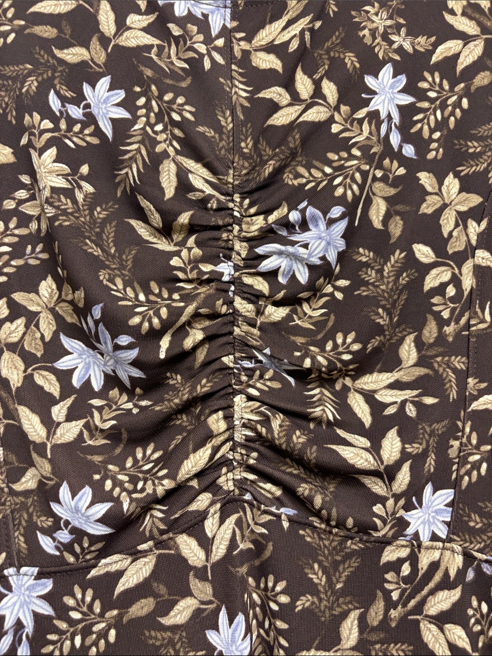 Loft Floral Ruched Front Long Sleeve Maxi Dress - Brown Floral - Picture 4 of 5